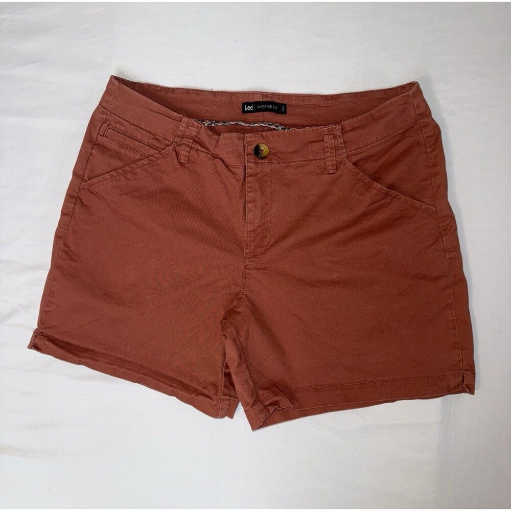 Lee Women’s Mid Rise Chino Shorts Rust Orange Size 18 Casual Bermuda 5” Inseam